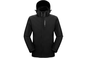 SUKUTU Veste imperméable d'extérieur pour homme Manteau de pluie léger Manteau respirant et coupe-vent pour le voyage Manteau imperméable pour la randonnée