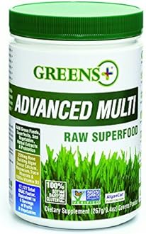Advanced Multi Raw Super Food with Multivitamin Wheat, Barley Grass & Minerals - Purely Vegan | Dietary Supplement | Non - GMO, Soy Dairy & Gluten-Free - 9.4 Oz by Greens+