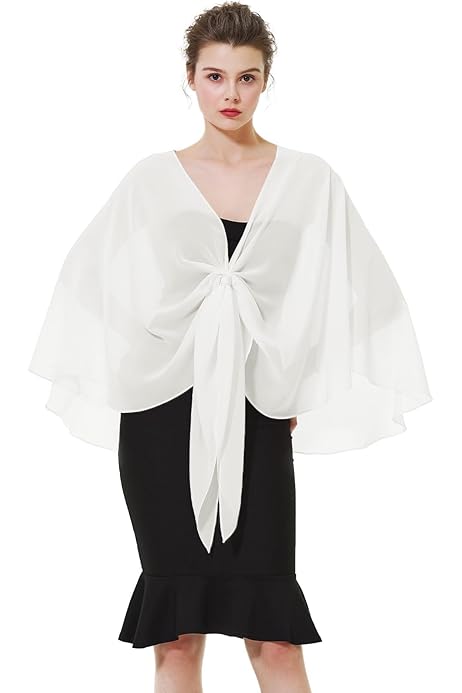 Scialle Chiffon Donna - Coprispalle Elegante Con Maniche A Pipistrello