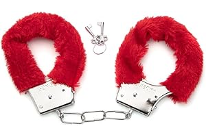 TQPUWT Esposas metálicas con la felpa, Esposas de Metal con Llave, Esposas Bondage con Peluche, esposas para atar juguetes sexuales para parejas, Esposas metálicas, Adecuado para parejas, rojo