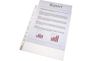 Esselte Zestaw torebek na dokumenty Standard Plus A4, 100 sztuk, bezbarwne z matową powierzchnią, górny otwór, 0,085 mm folia PP, 23763