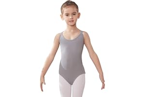 HIPPOSEUS Maillot de Ballet Danza para Niña Tirante Espagueti sin Mangas Leotardos de Danza Gimnasia Patinaje, JL06+LYSL02