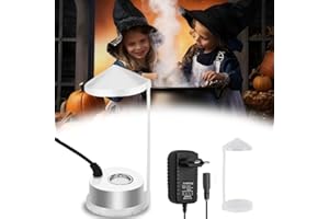 UNISOPH Nebler - Nébuliseur à ultrasons 24 V - Min I350 ml/H - Mini machine à fumée - Convient pour étangs, aquariums, jardins, citrouilles d'Halloween et pots de sorcière - Prise UE
