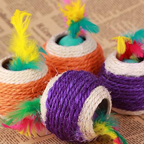 Funny-Pet-Products-Scratch-Sisal-Ball-Dual-Holes-With-Feather-Pet-Cat-Dog-Toys