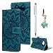 Produktbild Schutzhülle für Samsung Galaxy Note 9 Ledercase Handyhülle Hülle Tasche Wallet Bookstyle Flipcase Folio Handytasche Kartensätze Magnetisch Ständer Rückschale Handycover Sonnenblume Blau