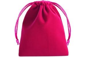 GELIMY 10PCS Soft Coloful Velvet Pouches Bag Jewellery Packing Drawstring Wedding Party Gift 5 Sizes (7X9CM, HOT PINK)