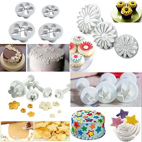 ilauke 36tlg. Ausstecher Stempel Ausstechform Modellierwerkzeug DIY Schneeflocken Blumen Blumenausstecher Fondant Marzipan Tortendeko Kuchen Cutter (36 teilig Schneeflocken) - 6