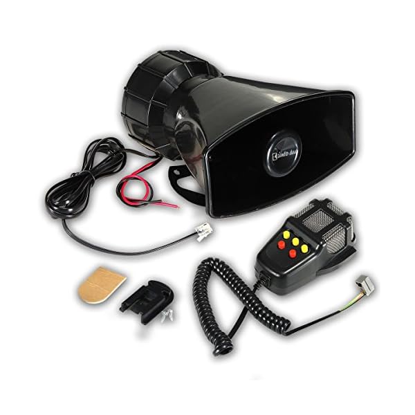 Zento Deals 80 W Auto Sirene Horn mit Mikrofon PA Lautsprecher System Notfall Sound Amplifier-5 Tones