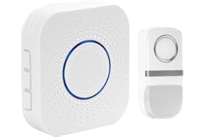 Wireless Doorbell [Self-Generating Power], Senelux IP55 Waterproof Door Bell, 1 Push Button (No Battery Required) and 1 Wall Plug-in Receivers, with 150+ Meter Range, 58 Chimes & 4 Level Volume