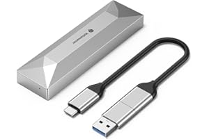 Yottamaster Boîtier SSD M.2 SATA, 6 Gbps USB 3.2 Gen 2 Transmission Adaptateur de boîtier SSD SATA3.0 avec câble PD60W 2 en 1 USB-C vers USB-A/C pour SSD NGFF Taille 2230/2242/2260/2280(TR2- C3-SV)