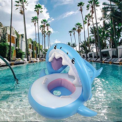 Flotador para Bebé con Sombrilla Ajustable Barco Anillo de NatacióN Inflable de la Piscina del Bebé Flotador de NatacióN para Bebé 6-36 Meses