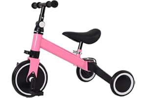 LANTUS Draisienne Vélo pour Enfant à partir de 1 an, Jouet avec 3 Roues pour Vélo bébé de 12 à 36 Mois, Premier vélo sans pédales pour garçons et Filles comme Cadeau d'anniversaire (2 en 1 (Rose))