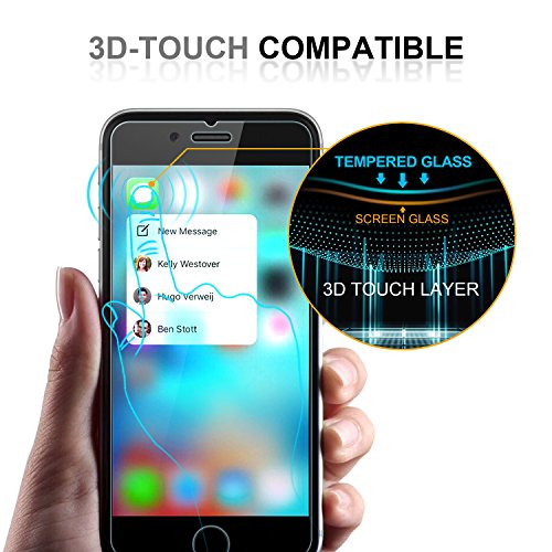 iPhone 6S Screen Protector,TechRise 2-Pack [3D Touch Compatible] iPhone 6S 6 Ultra-Clear Premium Tempered Glass Screen Protector Film with 9H Hardness and Easy Bubble-Free Installation