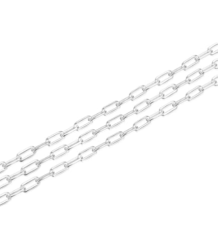 BEEZZY BEEDZ 925 Sterling Silver Jewelry Making Cable Trace Anchor Chain By Foot For DIY Jewelry Made In Italy Cable Trace 3.5mm Silver