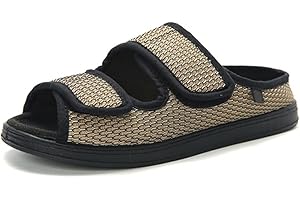 XINCHIA Pantuflas para diabéticos para mujeres y hombres, ajuste extra ancho, sandalias hinchadas, zapatos de cirugía, sandalias de espuma viscoelástica, sandalias ajustables de punta abierta, zapatos para