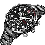 ASWAN WATCH Herren Uhr Chronograph Quarz mit Edelstahl Armband NVF9093B-AllBlack