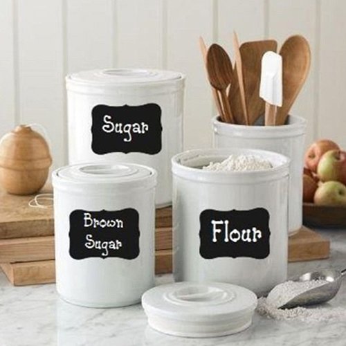 Gemini _ Mall® Kreidetafel Etiketten Kit ~ 40 x Aufkleber inkl. Liquid Chalk Marker Pen ~ trendigen Designs ~ perfekt für Marmeladengläser, Bier, Wein, Speicherung und mehr - 5