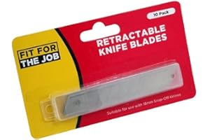 Fit for the Job Confezione da 10 lame per coltelli a scatto da 18 mm per fai da te, casa e arti e mestieri con 7 sezioni a scatto in acciaio inossidabile per una lunga durata
