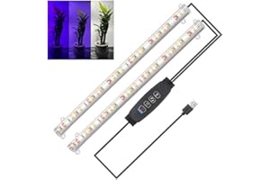 Craftsboys LED Plant Grow Light Strips Full Spectrum for Indoor Plants with Auto ON/Off Timer, 48 LEDs / 10 Dimmable Levels, Sunlike Grow Lamp for Hydroponics Succulent (Full Spectrum, Two Bars)