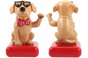 Haofy Solfjäder Golden Retriever, Solcellsdriven Rörlig Hundprydnad | Rör sig i solljus utan batterier, Kompakt 6x7x10,5 cm passar bilens instrumentbräda eller skrivbordet, Stabil