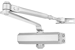 LA LOURDE - Ferme-Porte Gris - Groom en Acier Inoxydable - Force de 40 à 60 Kg - Vitesse de Fermeture Réglable - Maintien Ouvert à Partir de 90 Degré - Certifié Coupe-Feu - Normes CE EN 1154 & EN 1634