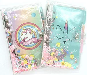 KITTYKIT Unicorn Transparent Magical Glittery Notebook/Diary for Kids Cute Stationary, Best Gift for Kids (Unicorn Set of 2 Dairy)