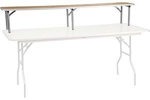 Flash Furniture Amara - Elevador Superior de Barra de Madera de Abedul con Patas Plegables Plateadas, Plegable de Madera y portátil para mesas de Eventos y Bares, 72 x 12 x 12 Pulgadas