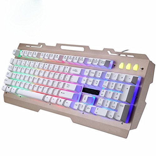 S keyboard Luminous Wired Keyboard Metal Office Usb Notebook Backlit Rainbow Keyboard,A