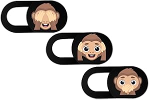 hidemonkeys Webcam Cover 3 Pack with Emoji Design. 0.8mm Super Thin Camera Cover, Slider Camera Cover for Laptops, Tablets, Phones, iMac, iPhone, Notebook (3xMonkeys)