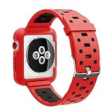 EL-move Apple iWatch Armband 42mm, Serie 1 2 3 Sport Silikon Armbanduhr Silikonarmband Ersatzarmband Armband für Apple iWatch/Apple Uhr Nike+ Serie 1 Serie 2 Serie 3 (42MMAPRB)