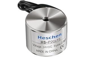 Heschen Electromagnet Magnet Solenoid P20/15, OD: 20mm, DC 24V, 2.5Kg/5.5lb