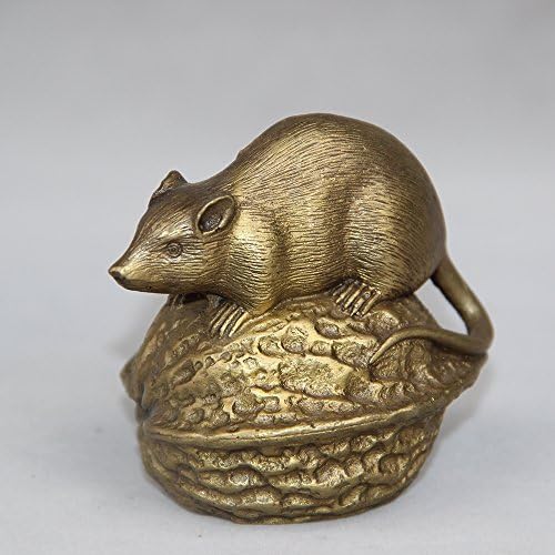 Chinese Folk Feng Shui Brass Copper Zodiac Mouse Rat Statue (1)