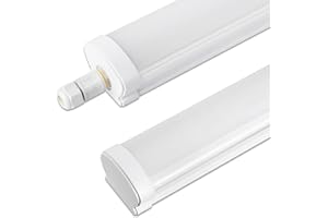 Glirowy 2 Pack 4FT LED Batten Light，LED IP65 Waterproof Tube Light Ceiling Surface Mounted Light 40W 6000K Cool White for Warehouse Shop Tunnel Office