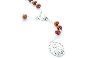 PALAIS DU ROSAIRE Palacio del Rosario Rosario Nuestra Señora de los 7 dolores de madera marrón con oración - Rosario de madera - Culto cristiano de madera de olivo, Madera