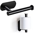 On and Off Toilet Paper Holder No Drilling Toilet Paper Holder Self-Adhesive Toilet Roll Holder Stainless Steel Toilet Paper Roll Holder Standing for Kitchen Bathroom Black 16 cm