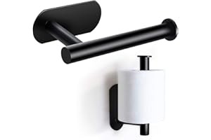 On and Off Porte Papier Toilette, Support Premium sans Perçage, Porte Rouleau Papier Toilette Mural en Acier Inoxydable pour Cuisine et Salle de Bain, Noir