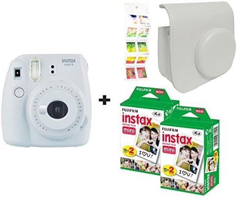 Fujifilm Instax Mini 9 + 40 Shots + Compatible Case + FREE Wall Album (Smoke White)
