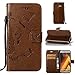 Produktbild Hülle für Samsung Galaxy A5 2017,Samsung Galaxy A5 2017 Lederhülle,PU Leder Tasche für Samsung Galaxy A5 2017,Leweiany Elegant Luxus Extra Dünn Tasche Kaffee Premium Schmetterling Blumen Muster Leder Brieftasche Flip Wallet Ständer Cover in Book Style Tasche Case Handyhülle Schutzhülle mit Kartenfach Aufstellfunktion Magnetverschluss für Samsung Galaxy A5 2017 Schutzhülle Handytasche