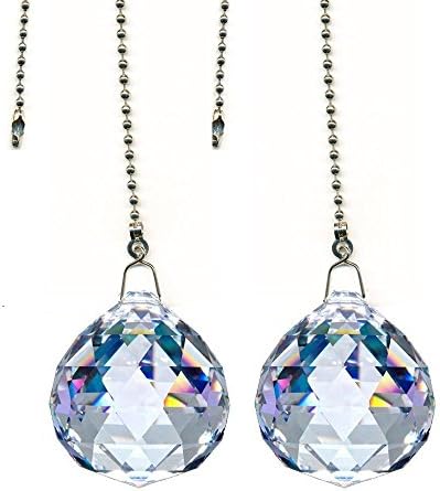 ColorMax Magnificent Crystal 30mm Clear Crystal Ball Prism 4 Pieces Dazzling Crystal Ceiling FAN Pull Chains