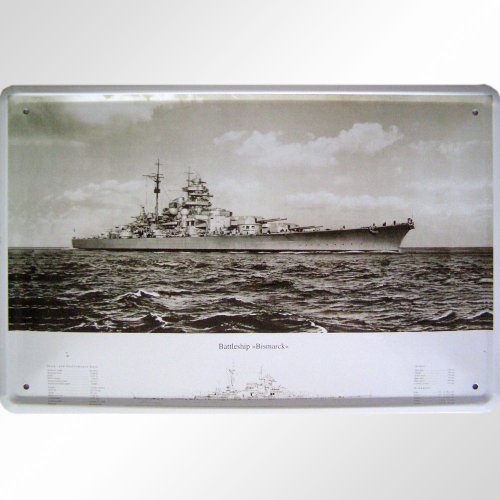 Preisvergleich Produktbild Battleship "Bismarck" Blechschild Replik