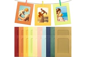 ENENES HAO Homie - Cornice di Carta per Foto da 10 x 15 cm, 20 Pezzi, in Cartone da Appendere alla Parete, con Clip in Legno e Corda di Iuta (10 Colori)