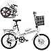 Produktbild FJW Unisex Faltrad 20 Zoll 7 Geschwindigkeit Leichte Scheibe Doppelscheibenbremse Aluminiumlegierung Speichenrad Student Kind Pendlerstadt Fahrrad mit Korb und Flaschenhalter,White