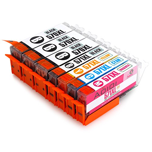 Aoioi 5-Farben 570XL 571XL Kompatibel Tintenpatronen Ersatz für PGI-570XL CLI-571XL Druckerpatronen Hoher Reichweite für PIXMA MG5750 MG6850 MG5752 MG5751 MG6853 MG6852 MG6851 MG5753 MG5700 MG6800 Patronen(3 Großes Schwarz, 1 Klein Schwarz, 1 Blau, 1 Rot und 1 Gelb)