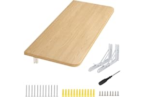 HUOLE Mesa de Comedor,Mesa Plegable de Pared Mesa Abatible de Pared de Madera Ahorra Espacio para Cocina Comedor Dormitorio Carga 40 kg-60 * 30 * 1.6cm-Color Nogal