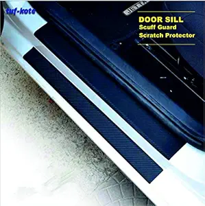 Tufkote 4pcs Carbon Fibre Sticker Car Door Sill Scuff Guard, Welcome Pedal Protect, Anti-Kick Scratch CAR Foot Steps (Dark Blue)