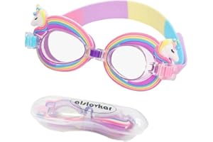 alslovkar Lunettes de natation pour enfants, lunettes de natation de dessin animé, protection UV anti-buée lunettes de natation confortables pour enfants