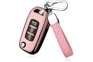 HIBEYO Etui na kluczyki samochodowe, pasuje do Renault, silikonowe etui na klucze, składane kluczyki, do Renault Sandero Stepway, Logan clio, Arkana captur, Kadjar, etui na klucze, etui ochronne, pęk kluczy, 3 przyciski, różowe