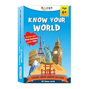 Kaizen MicroLessons ?Know Your World? Smart Flash Cards games for boys and girls age 6-13. Learn while playing. General Knowledge for Kids, Adults and Families. Gifts for Kids