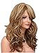 Tsnomore 3 Tones Blonde Auburn Mix Long Natural Wavy Synthetic Women Wig