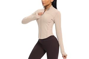 QUEENIEKE Women's Cropped Running Jackets - Zip Up Lightweight Athletic Yoga Gym Tops BBL Jacket with Thumb Holes